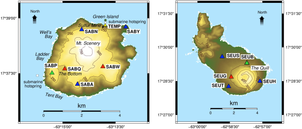 The Geophysical monitoring network of the Royal Netherlands Meteorological Institute (KNMI) at Saba and St. Eustatius
