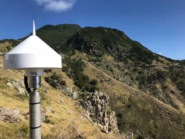 GNSS station on Saba, Mount Scenery in the background GNSS station on Saba, Mount Scenery in the background